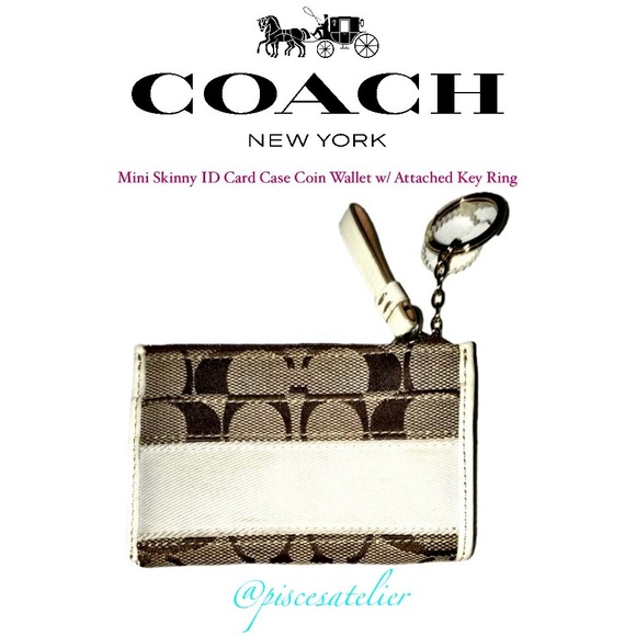 Coach Vintage Mini Skinny ID Card Case Coin Wallet w/ Attached Key Ring & Duster - Picture 5 of 11